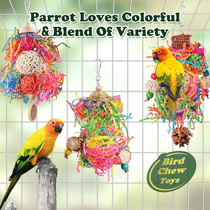 Bird Toys, Parakeet Foraging Toy, Hanging Chewing Toy, Bird Cage Accessories – Suitable for Cockatiels, Budgies, Lovebirds, Conures and Other Small Parrots