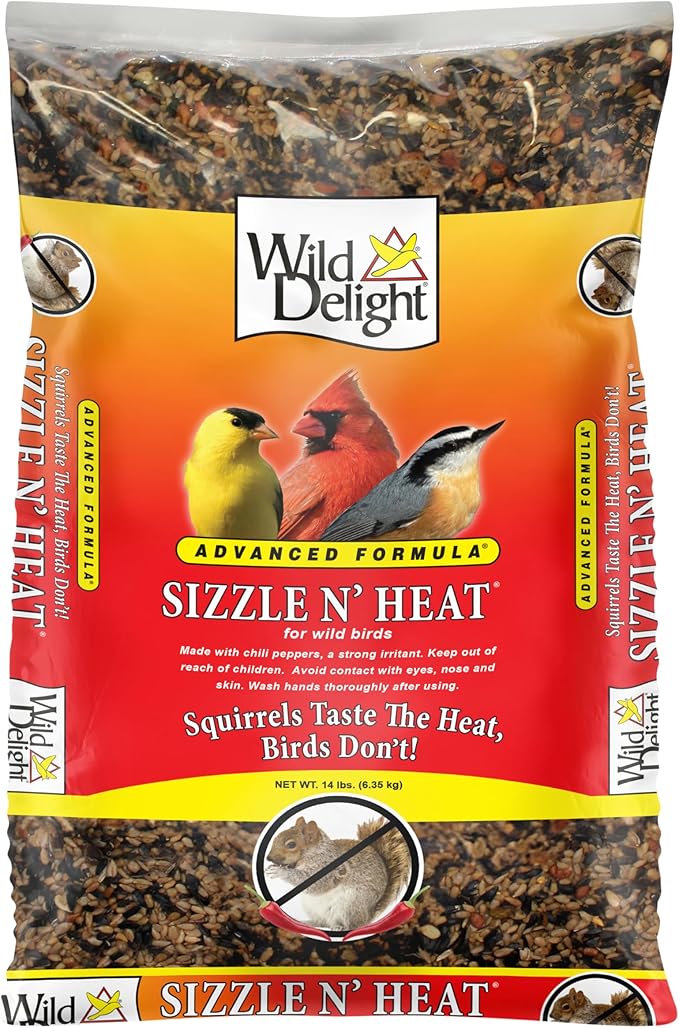 Wild Delight Advanced Formula Sizzle N' Heat Wild Bird Food, Spicy Bird Seed to Deter Squirrels, 14 lbs