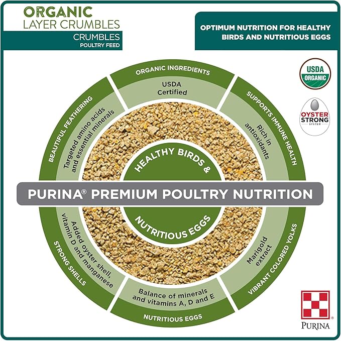 Purina | Nutritionally Complete Non-GMO Organic Layer Hen Feed Crumbles - Chicken Feed | 35 Pound (35 lb.) Bag