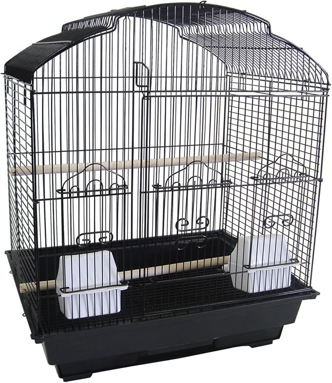 YML 3/8-Inch Bar Spacing ShellTop Small Bird Cage, 18-Inch by 14-Inch, Black