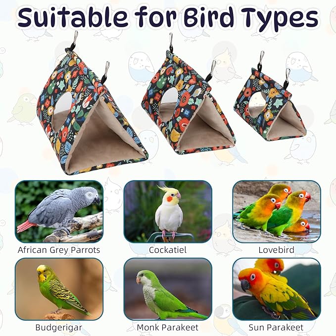 Rypet Winter Warm Bird Nest House - Hanging Hammock Velvet Shed Hut Cage Plush Fluffy Birds Hideaway Sleeping Bed Fuzzy for Parrot Parakeet Cockatiels Budgies Lovebird Medium (Navy Blue)