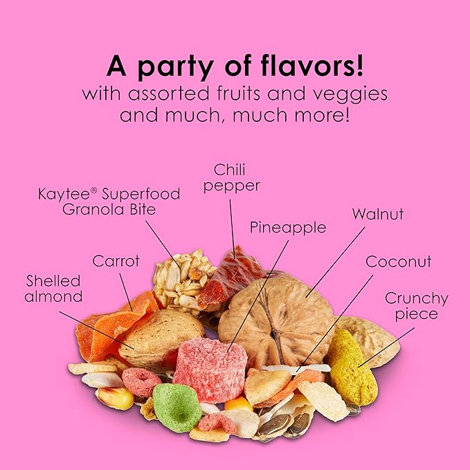 Kaytee Fiesta Big Bites Macaw Food, Nutritious and Fun Blend, Supports Skin, Feather, Digestion, Brain and Heart Health, 10 pounds