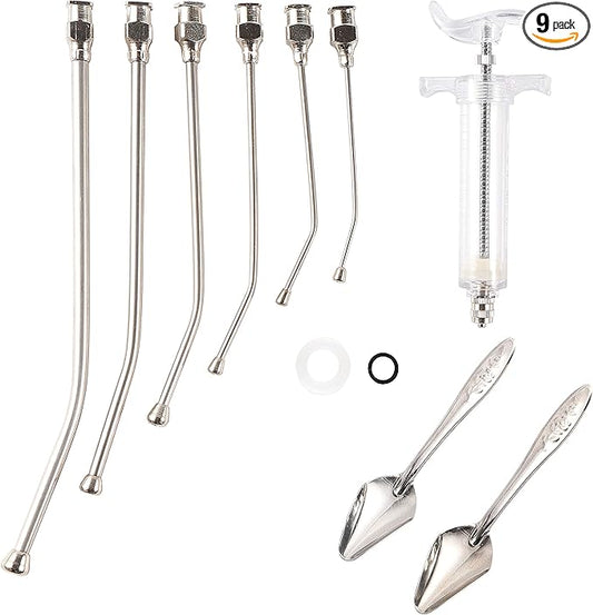 Baby Bird Feeding Syringe Feeding Tubes for Birds Parrot Hand Feeding Syringe with 6 Pcs Curved Gavage Tubes and Stainless Steel Metal Feeding Spoon (20ML)