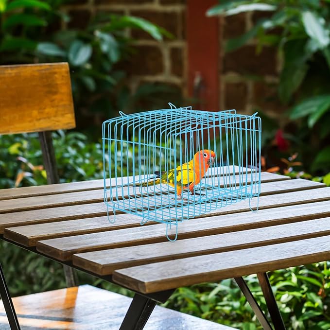 POPETPOP Bird Cage for Finches Portable Cage Net Cover Parrot Travel Carrier Steel Wire Comfortable Carrier