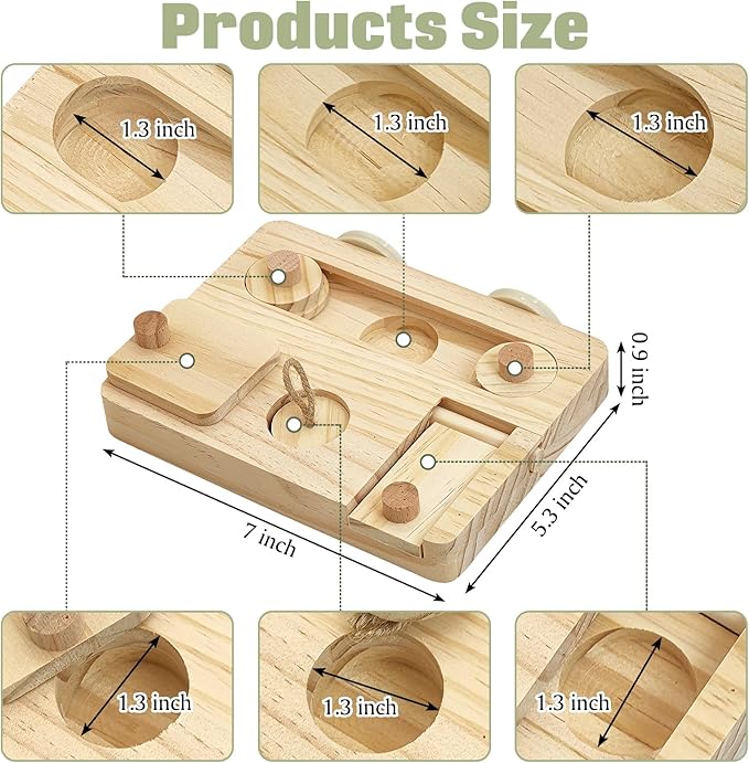 BNOSDM Wooden Bird Foraging Toys with Enrichment Puzzle for Training & Chewing Natural Wood Stand Platform Feeder Cage Accessoriesfor Small and Medium Parrots, Parakeets, Cockatiels, Sun Conures