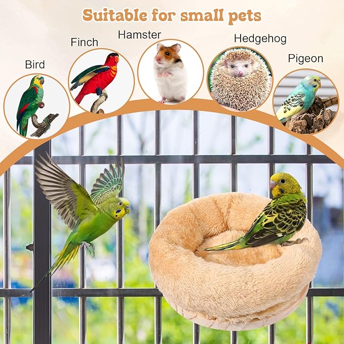 Medium Birds Nest for Cage - Removable Plush Parrot Hammock Bed - Winter Warm Resting Perch Platform for Budgies Cockatiel Conure Parakeet Hamster