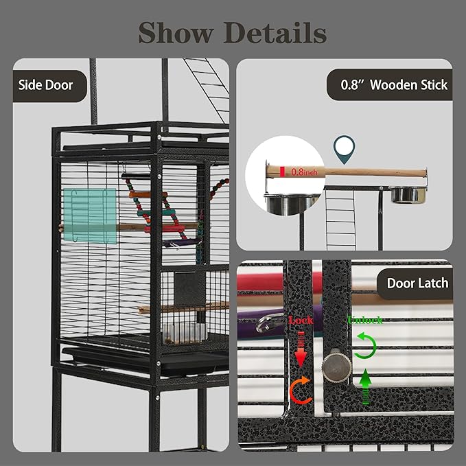 51" Small Bird Cage with Stand,Parakeet Cage, Parrot cage with Parakeet Toys, Bird Cage Accessories for Lovebirds Cockatiel Conure Finch Canary Budgie