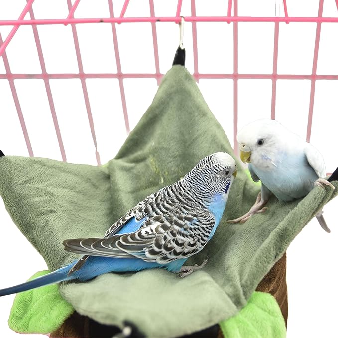 FLAdorepet Two Layers Bird Parrot Bed Nest Snuggle Hammock for Parakeet Lovebird Cockatoos,Warm Sugar Glider Ferret Bed Plush Hideout House for Guinea Pig Hamster (Brown)