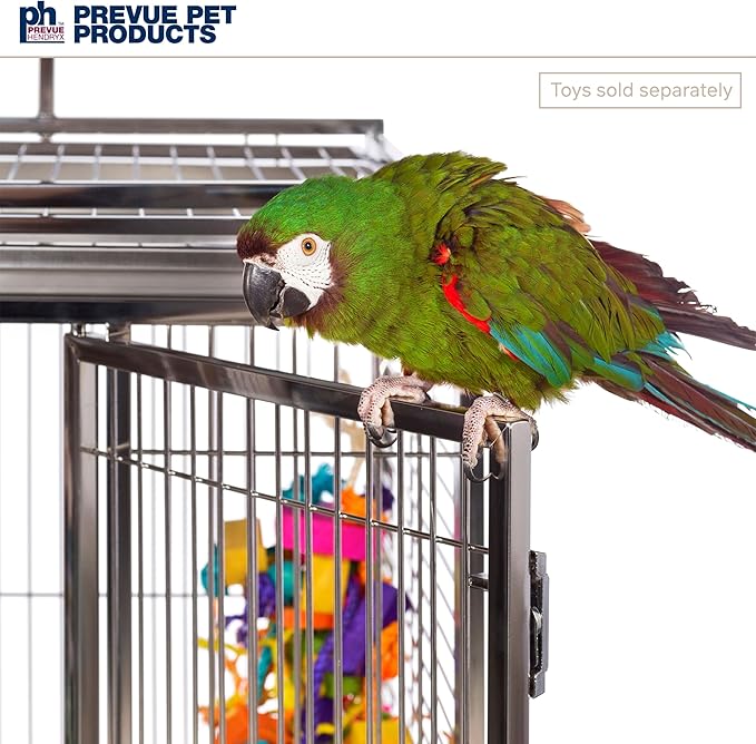 Prevue Pet Products Large Stainless Steel Play Top Bird Cage, Rust Resistant Metal Cage for Birds with Rooftop Ladder and Playtop