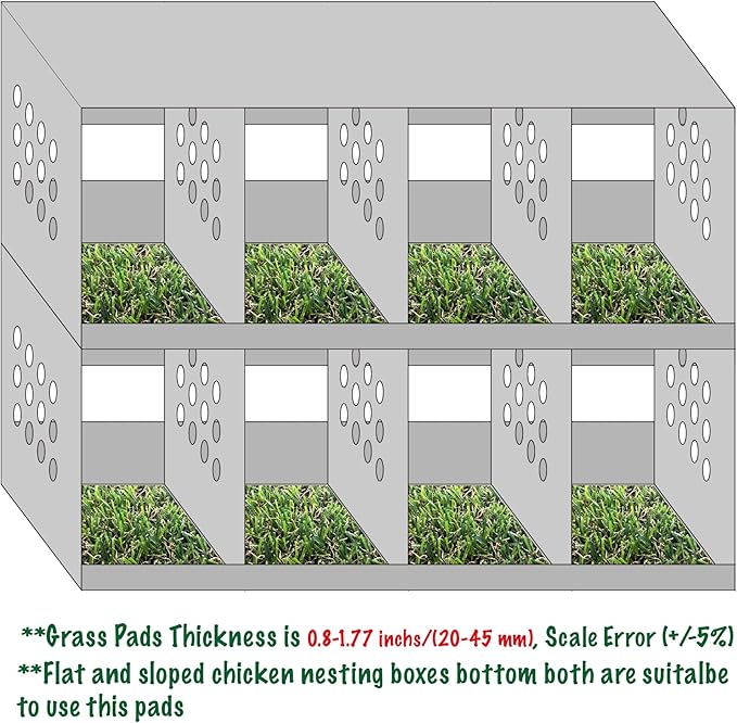 KuGuo Soft Plastic Fake Lawn Chicken Nesting Boxes Pads Chicken Bedding 12 x 12 inches (Mix Grass Style Mixed pack-6PCS)