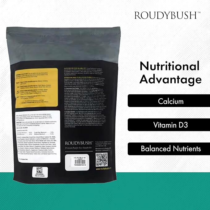 Roudybush High Energy Breeder Food for Breeding & Weaning Birds - Scientifically Formulated Bird Feed - Bird Food Pellets w/Corn, Wheat, Soy - Nutritious & Healthy Feed for Birds (Crumble, 10lb)