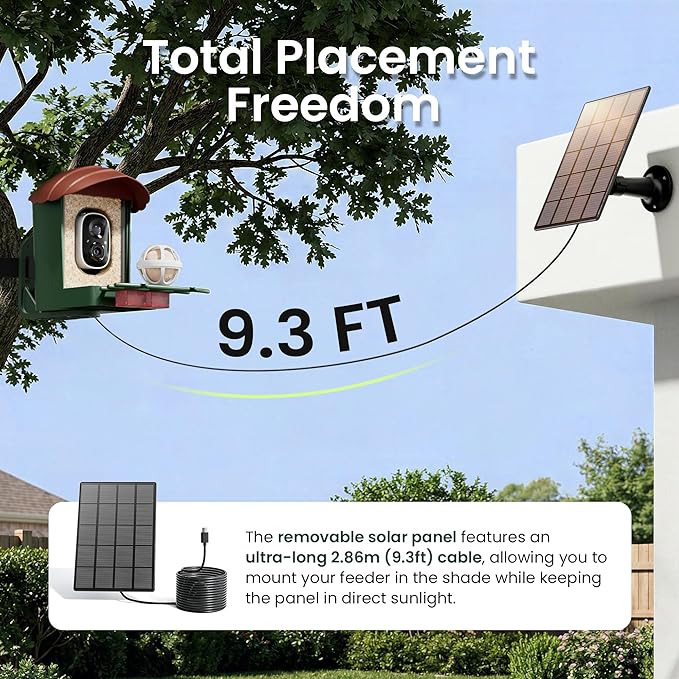 HEAPETS Bird Feeder with Camera Solar Powered, 3K HD Video, AI Bird Recognition, Auto Capture with Instant Notifications, IP65 Weatherproof, Gifts for Seniors Bird Watchers, Brown