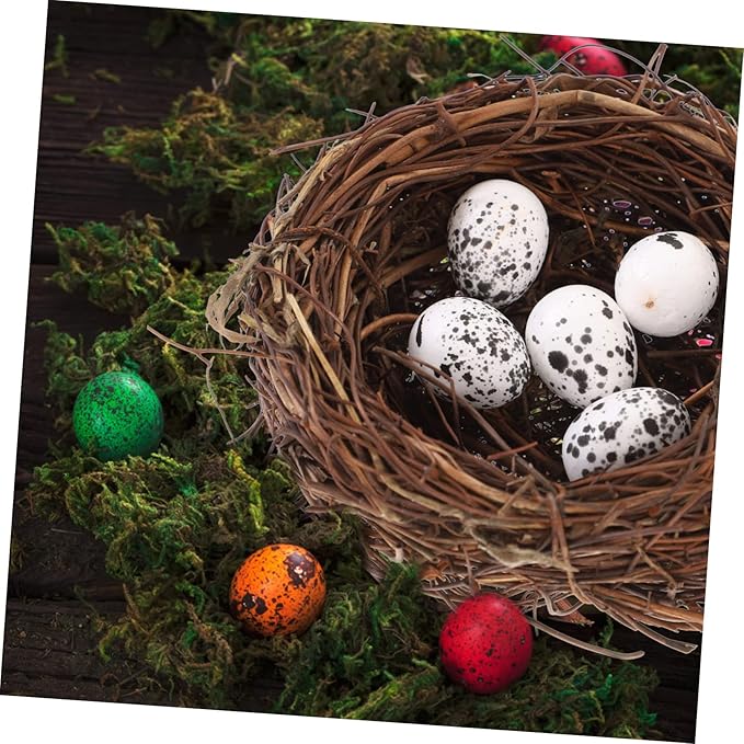 Amosfun 24pcs Easter Simulation Bird Nest with Eggs Artificial Nest Natural Bird Easter Egg Ornament for Decor