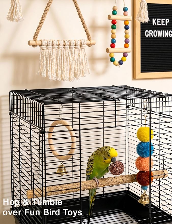 5-Pack Bird Toys for Parrots, Canaries - Colorful, Safe & Fun to Play, Gleeful Chirps (1.5'' - 2.8'')