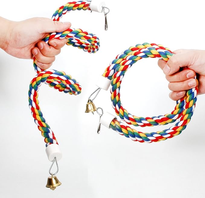 Youngever 2 Pack Birds Toys, Bird Ropes, Bungee Bird Toys, Bird Perches