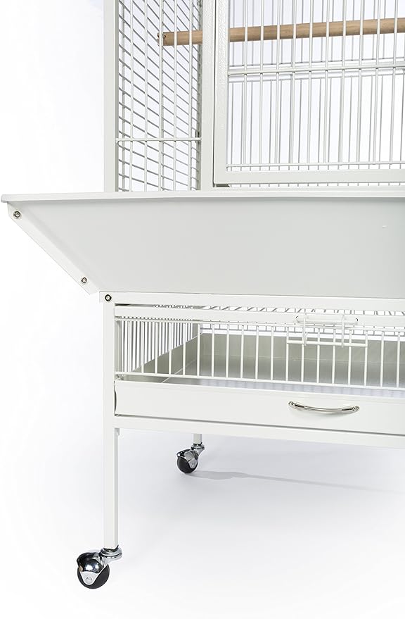Prevue Pet Products Large Dome Top Bird Cage - Medium Steel Cage with Casters, Dual Locks, Seed Guards, and Perches, Ideal for Cockatiels, Conures, and Similarly Sized Birds - Chalk White