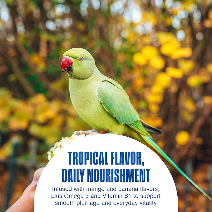 Penn-Plax Bird-Life E-Cuttlebone Flavored, 1 Pack (2 Counts) - Mango & Banana - Durable, Less Brittle Cuttlebones Enriched with Omega 3 & Vitamin B1 - Cage Clip - for All Bird Sizes - Mango & Banana