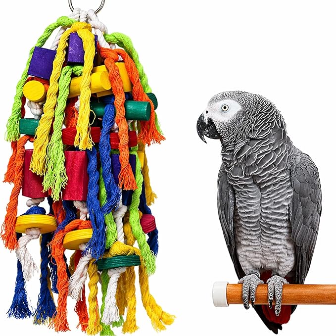Rypet Large and Small Parrot Chewing Toys Parrot Cage Bite Toy Wooden Block Tearing Toys for Conures Cockatiels African Grey and Other Amazon Parrots