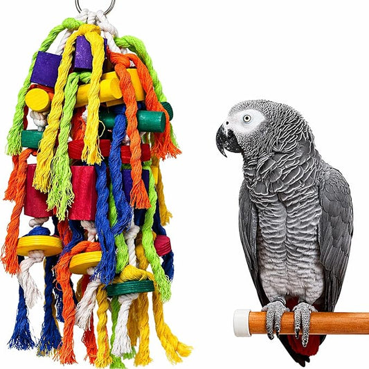 Rypet Large and Small Parrot Chewing Toys Parrot Cage Bite Toy Wooden Block Tearing Toys for Conures Cockatiels African Grey and Other Amazon Parrots