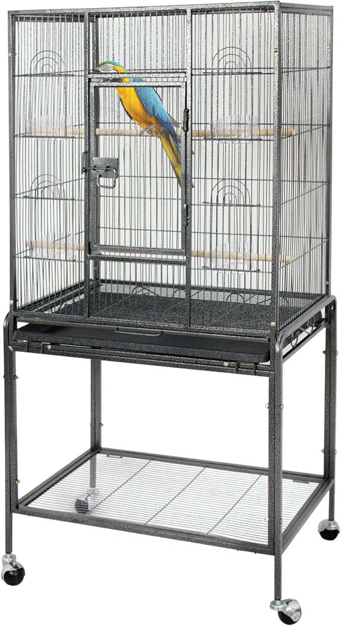 Microdermabrasion 53"/61"/68" Large Bird Cage Play Top Parrot Cockatiels Parakeet Cage Macaw Finch Cockatoo Prevue Flight Cage Perch Pet House (53 inch)