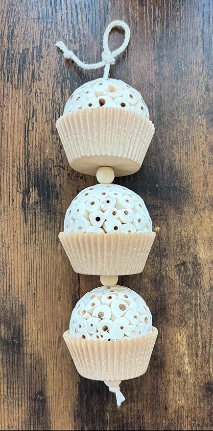 Shred and Destroy Bird Toy for Medium Birds - Conures, Cockatiels - Natural Sola Ball Hanging Chew Toy - 2 Pack - Boredom Buster Cage Toy