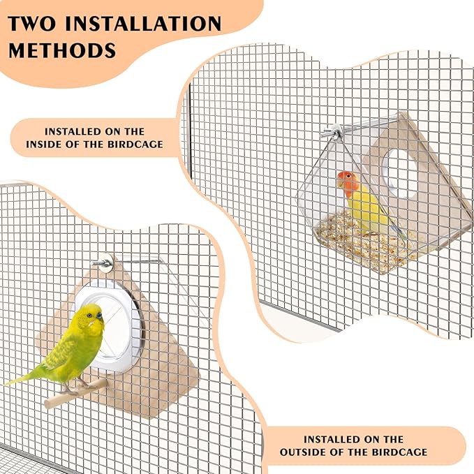 Parakeet Nesting Box for Cage, High-Transparent Parakeet Nest, Bird House Cage Accessories with Wood Perch, Breeding Box Acrylic Bird Nest for Parrots, Cockatiels, Lovebirds, Canaries