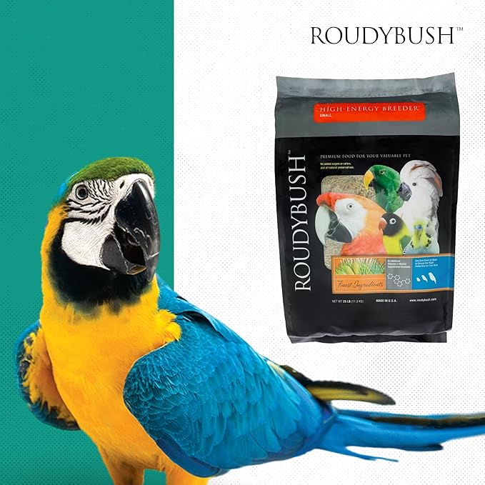 RoudyBush High Energy Breeder Food for Breeding & Weaning Birds, Daily Food for Birds, Formulated Pellets with Corn, Wheat & Soy, Higher-Energy Option for Breeding Homes, Small Pellet, 25 LB