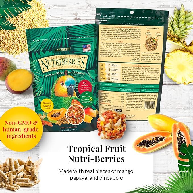 LAFEBER'S Gourmet Nutri-Berries Pet Bird Food Variety Sampler Bundles, Made with Non-GMO and Human-Grade Ingredients, for Parrots, 10 oz. Each (4 Pk Bundle)