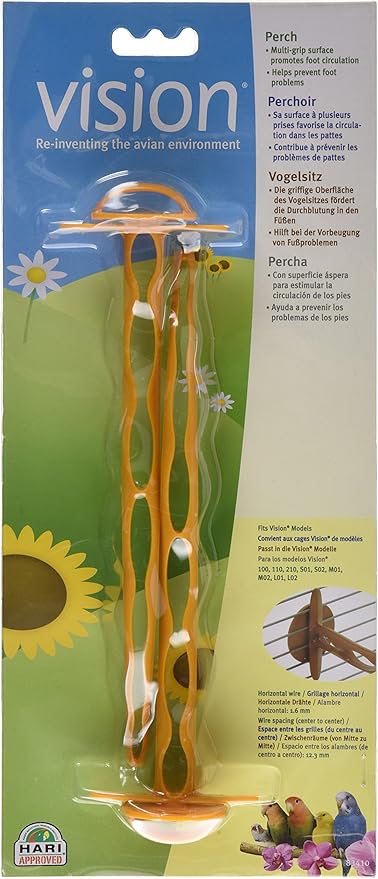Hari Vision Bird Cage Perch, Parakeet Perch, 2-Pack, Terracotta, 83410