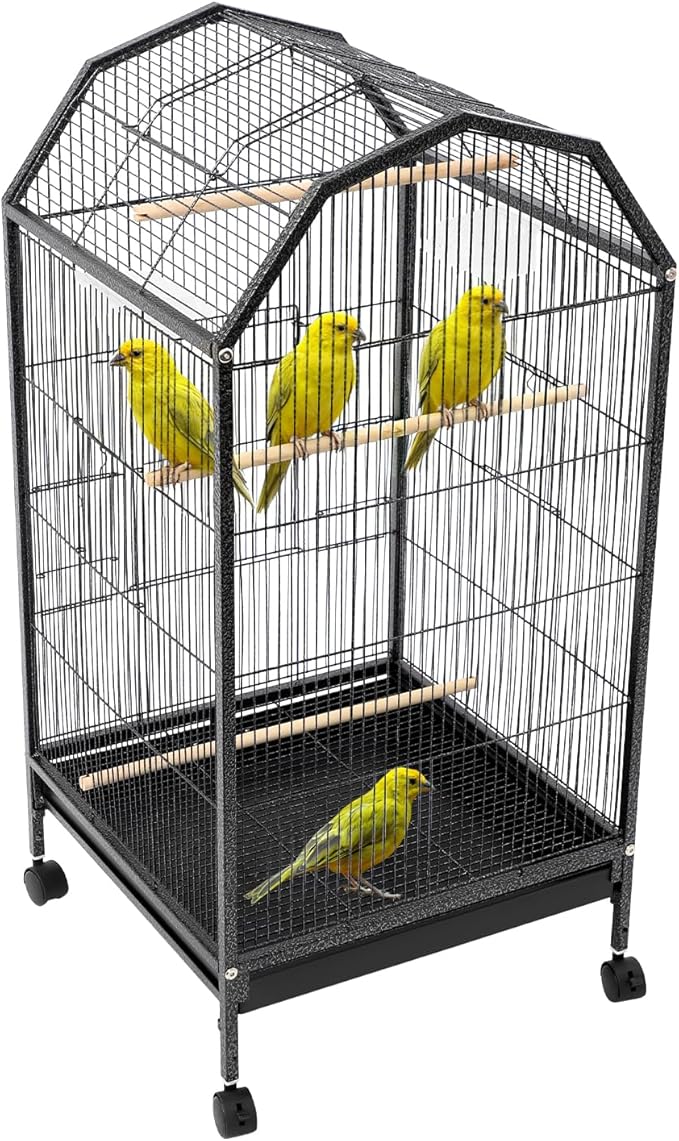 37-inch Iron Standing Parrot Parakeet Flight Bird Cage Bird Cage Birdcage with Rolling Stand for Small Parrot Sun Parakeet Green Cheek Lovebird Budgie Finch Canary