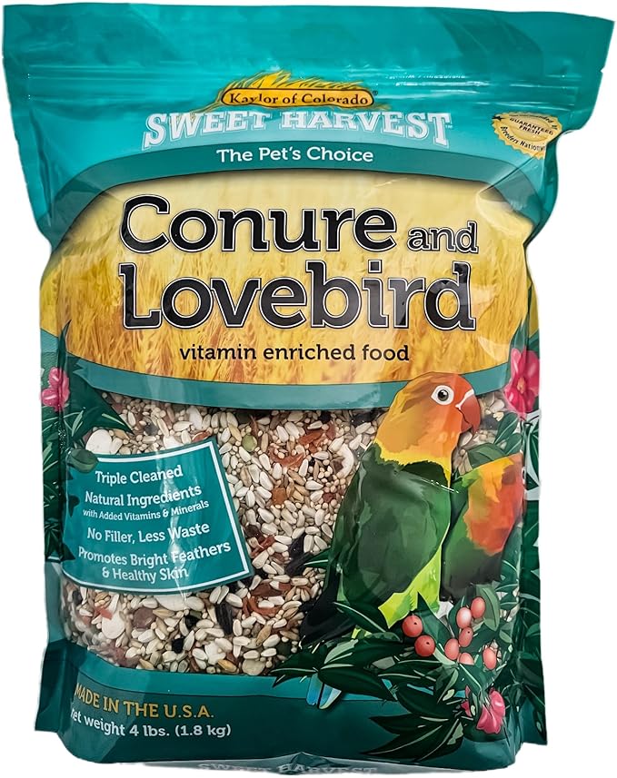 Conure and Lovebird Bird Food, 4 lbs Bag - Seed Mix for Conures and Lovebirds