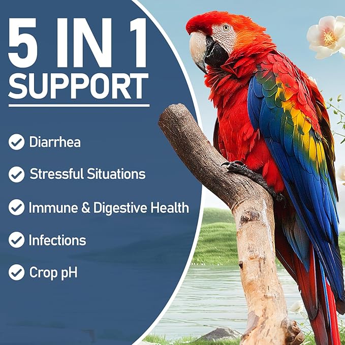 Probiotics for Birds Avian Probiotics Dietary Supplement for Parrots - Bird Probiotic Powder Supplement All-Natural Digestive System Formula (1.59 OZ)