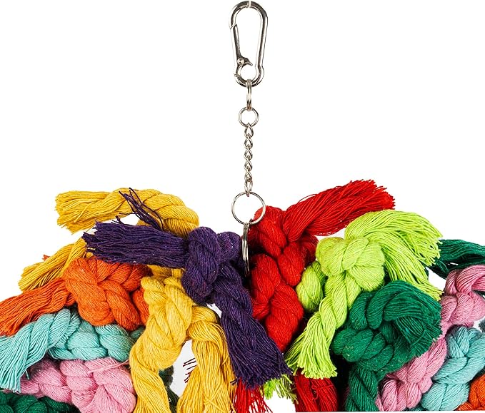 Parrot Swing for Large Birds - Colorful Cotton Rope Hanging Ring Toy for African Grey, Cockatoo, Conure, and Parakeet | Chewing, Exercise, Climbing, and Snuggling (Parrot Swing)
