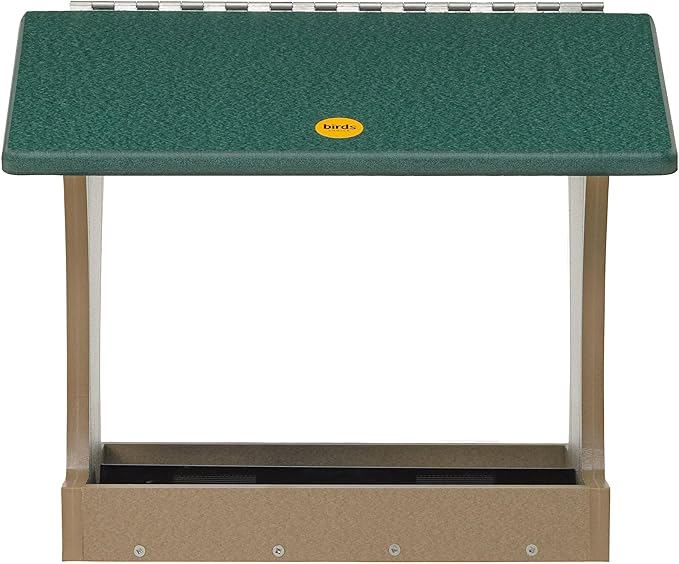 Birds Choice SN300 Two-Sided Hopper Feeder, Recycled Bird Feeder, Large, Taupe/Green