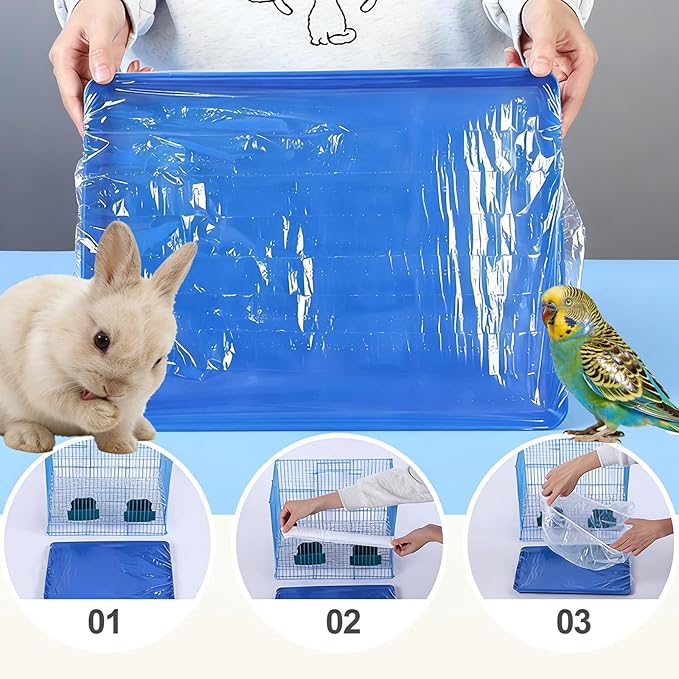29x19 Inches Disposable Bird Cage Liner Bags, 0.6 Mil 50 Pack Plastic Leak-Proof with Cage Cleaning Brush, for Parrots, Rabbits, Guinea Pigs