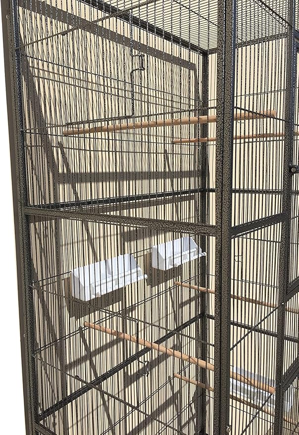 70" Extra Large Bird Parrot Flight Breeder Cage Side Breeding Nest Box Door Double Feeder Cups Easy Pull Out Metal Grate and Washable Tray with Removable Rolling Stand