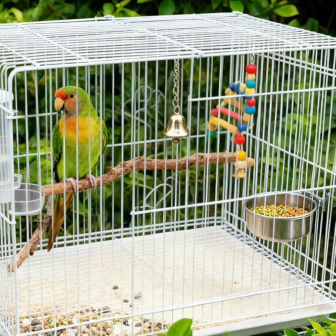 8 Pcs Stainless Steel Bird Food & Water Bowls with Clamp Holder - Hanging Bird Cage Feeding Dishes, Pet Feeders for Cockatiel, Conure, Budgie, Parakeet, Macaw & Small Animals