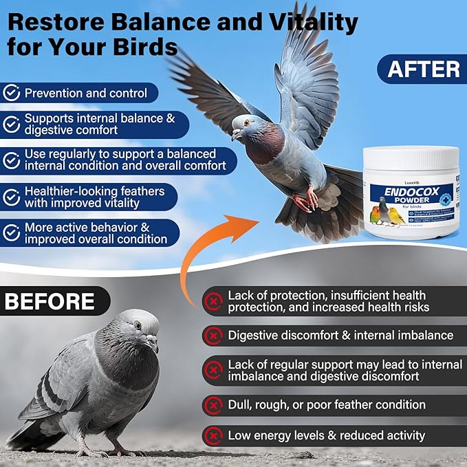Bird Wellness Support Powder for Pigeons Canary Finches Parakeets Cockatiels Parrots & Aviary Birds | Daily Drinking Water Additive | Helps Maintain Digestive Balance & Overall Vitality