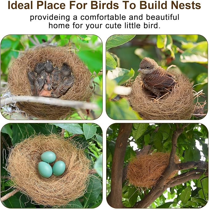 Sukh 3PCS Coconut Fiber for Bird Nest - Canary Nesting Material Coconut Bird Nest Finch Coconut Fiber Loose Bedding Substrate for Laying Eggs,Resting Materials for Birds, Hummingbird Parakeet