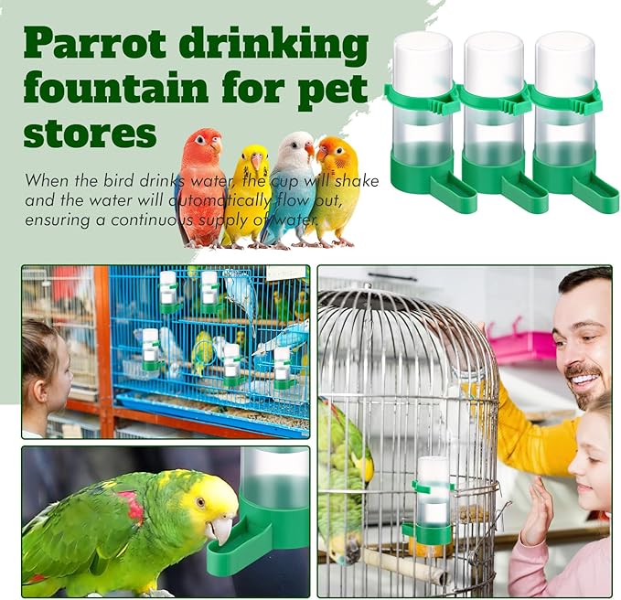 Threehoney 16 Pcs Automatic Bird Water Dispenser Bulk Plastic Bird Water Feeder Drinker Waterer for Pet Parrots Cage Parakeets Cockatiel Budgie Pigeon Quail Lovebirds Watering Supplies Drinking Bottle