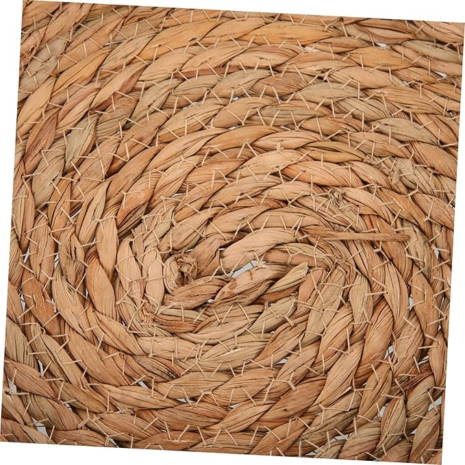 Natural Straw Breeding Nest Bowls, 5 Pack Woven Grass Rabbit Bedding Mats, 8 Inch Flat Bottom Cattail Fiber Hatching Cave for Quail Pigeons Bunnies, Edible Chinchilla Chew Toys