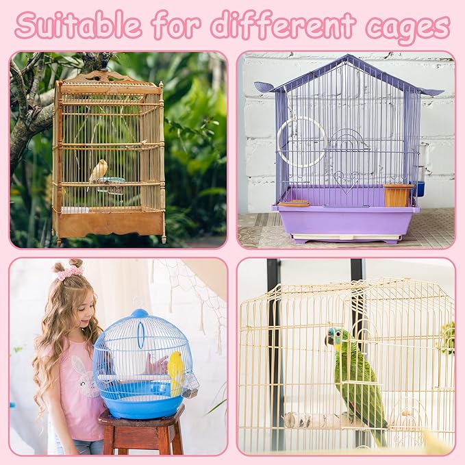 Shappy Large Bird Cage Cover, Bird Cage Seed Catcher, Adjustable Star Pattern Nylon Mesh Net for Parrot Parakeet Macaw Pet Supplies(Pink)