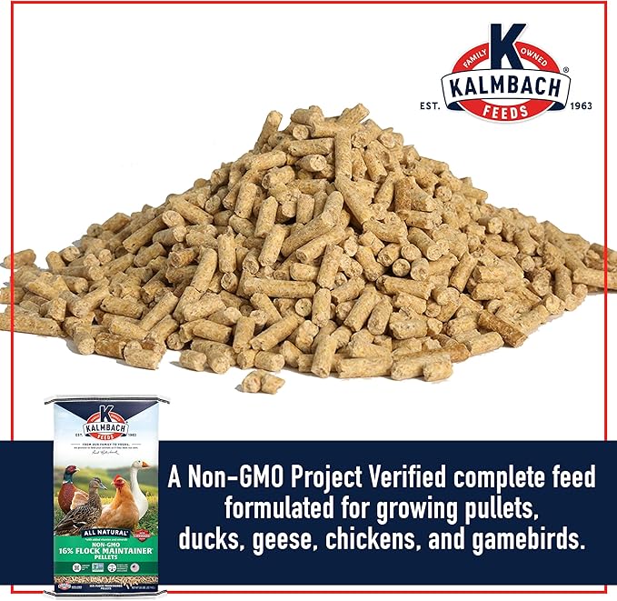 Kalmbach Feeds All Natural Non-GMO Flock Maintainer Pellets for Mixed Flocks of Poultry