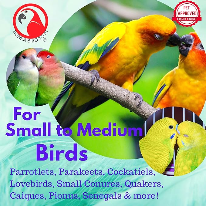 Bonka Bird Toys 2965 PK2 Natural Sola Dumbbell 4" x 1.5" Natural Wood and Sola Ball Toy for Small to Medium Birds for Chewing and Enrichment Conure Parakeet Amazon and Similar