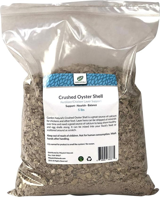 5 Pounds All Natural Crushed Oyster Shells for Poultry Birds and Gardens - Garden Naturals