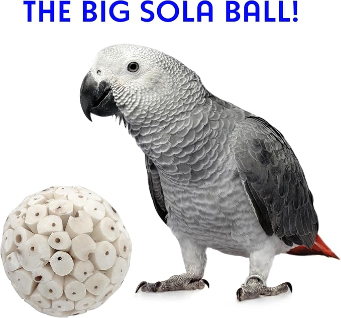 5103 Big Sola Bird Balls Pk9 - Handmade Natural Wood Bird Foot Toys, Crafted from air Dried sola Wood, Superb Foraging Toys, Easy to chew Apart, Lightweight, Great for Medium and Large Size Birds