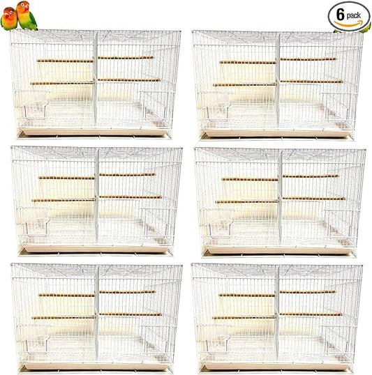 Lot of 6 Aviary Breeding Finch Aviary Canary Flight Bird Cage with Center Divider 24" x 16" x 16" (White)