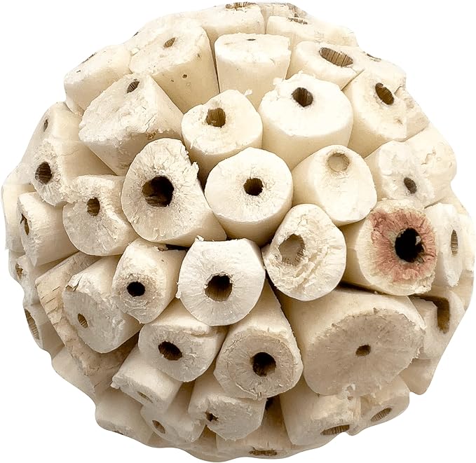 5105 Small Sola Bird Balls Pk8 - Handmade natural bird foot toys, Crafted from air dried pieces of natural sola wood, Chewing fun, Lightweight, Easy to break apart, Versatile, Great for sm & med birds