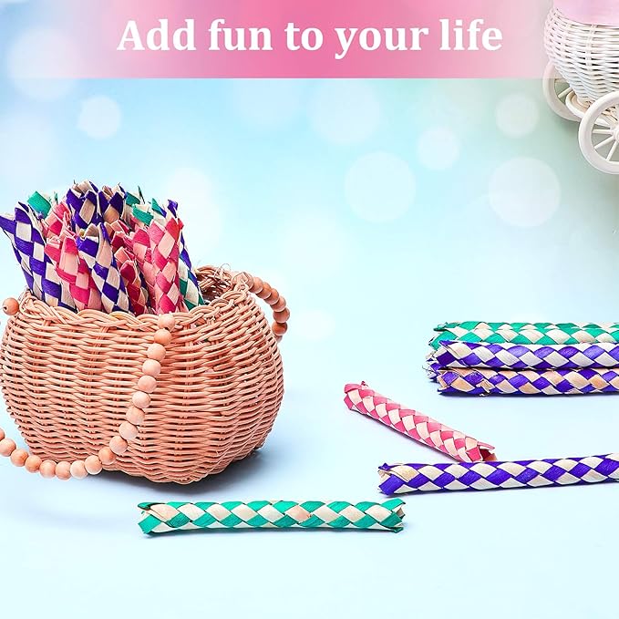 Syhood 24 Pcs Chinese Finger Traps Bamboo Finger Traps for Kids and Adults Pet Bird Chew Bird Foraging Chopper Toy Fun Birthday Party Favors, Goodie Bag Stuffers Fillers in Assorted Colors