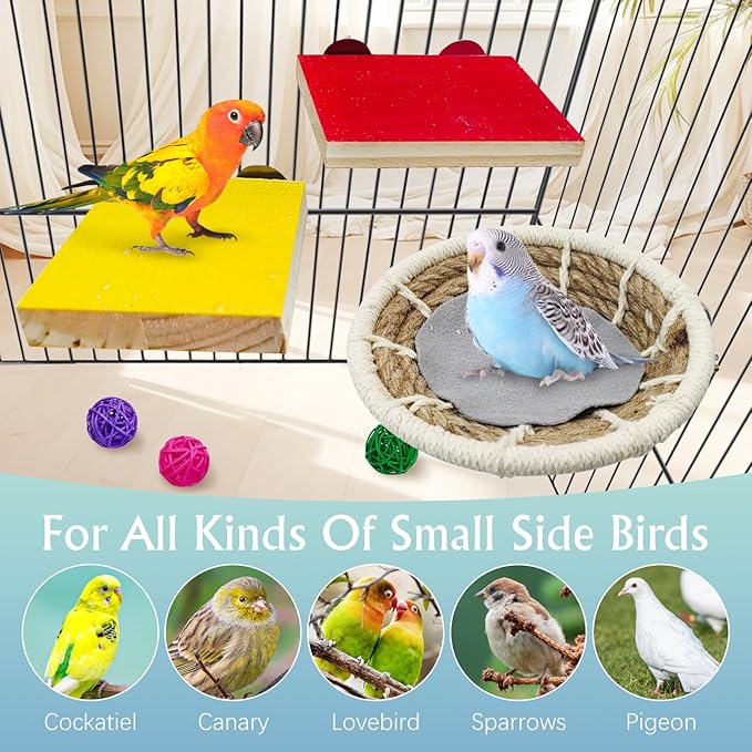 Hamiledyi Bird Breeding Nest, Handmade Hemp Rope Bird Cage House, Bed with Natural Coconut Fiber Parakeet Nest Hatch House for Cockatiel Canary Lovebird Finch and Other Small Birds